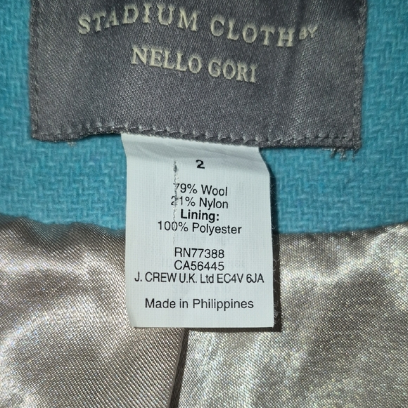 J. Crew Women's Double-Breasted Aquamarine Blue Pea Coat - Picture 8 of 12